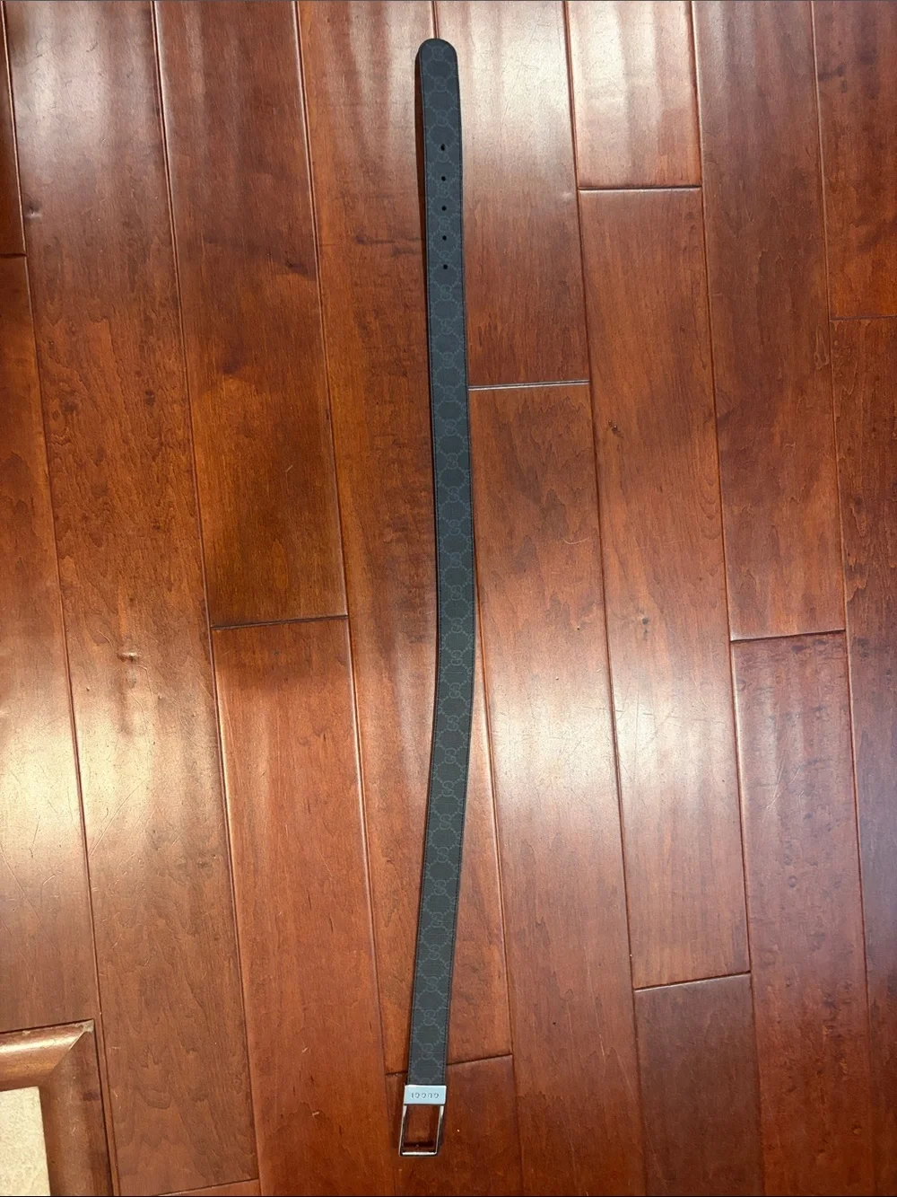 Gucci Men's Gray GG Canvas Belt with Silver Buckle